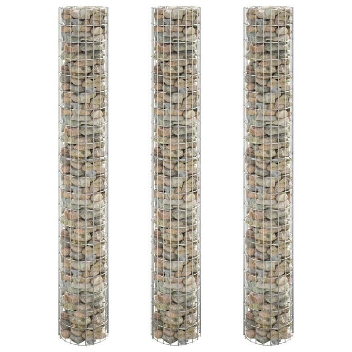 vidaXL Gabion plantenbakken 3 st rond verhoogd Ø30x200 cm, Jardin & Terrasse, Pots de fleurs, Envoi