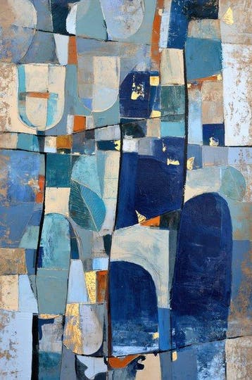 Lea Ottavi - Blue Fragmented Rhythm · XXL · Hand signed