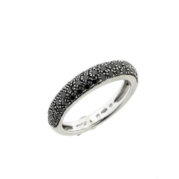 Witgouden pavé ring met zwarte diamanten; 0,55 ct., 18 tot 19, Gebruikt, Ophalen of Verzenden, Met edelsteen