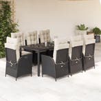 vidaXL 9-delige Tuinset poly rattan zwart, Verzenden, Nieuw, Tuinset
