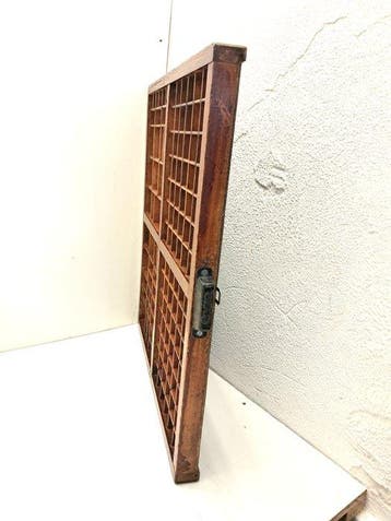 Vitrinekast - Printers tra - Hout - 57x 52 cm