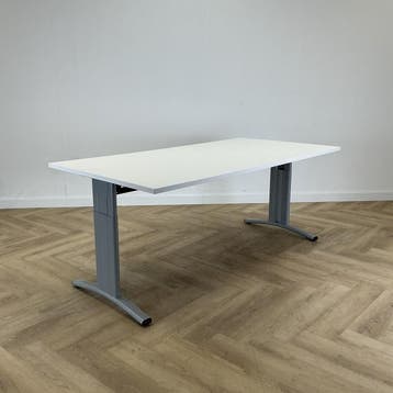 verstelbaar bureau 180x90 cm, wit - grijs, In hoogte verstelbaar, Gebruikt