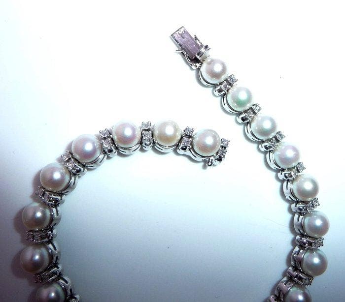 Armband - 18 karaat Witgoud - 1.00ct. tw. Diamant, Handtassen en Accessoires, Armbanden