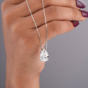 Collier - 14 carats Or blanc - 5.05ct. tw. Diamant (Cultivé, Nieuw