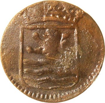 VOC - Zélande. Misslag 1 Duit 1191 verkeerd jaartal (1791)