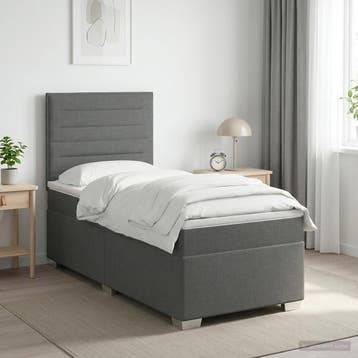 vidaXL Boxspringbed met matras Donkergrijs 90 x 200 cm Stof, Verzenden, Nieuw