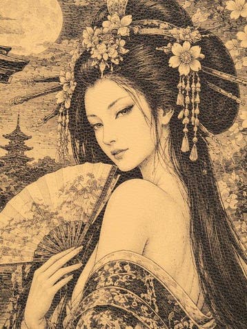 Artistiek wandtapijt Tamamo-no-Mae – De Legendarische