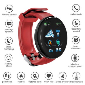 Originele D18 Smartwatch Curved HD Smartphone Sport Fitness, Verzenden, Nieuw, Stuff Certified®