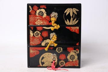 Ladekast - Hout - Japan - Goud Rood Pruim Den Bamboe (Zonder, Antiek en Kunst