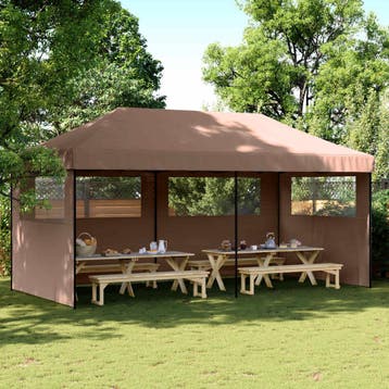 vidaXL Partytent 292 x 580 x 315 cm Bruin Oxford Stof, Verzenden, Nieuw