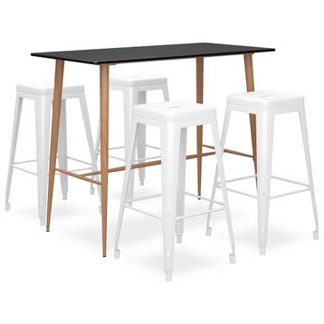 vidaXL 5-delige Barset zwart en wit, Verzenden