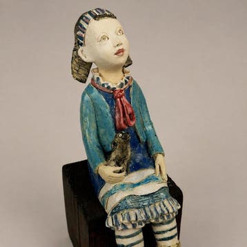 Ida - Girl with dog- hand made