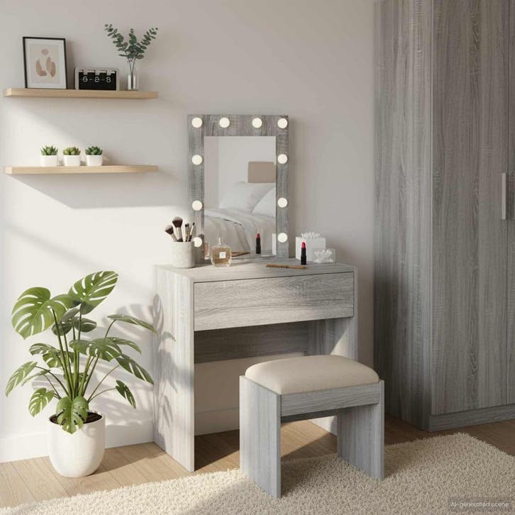 vidaXL Kaptafel Grijs 60 x 40 x 70 cm Bewerkt hout, Maison & Meubles, Tables | Coiffeuses, Envoi