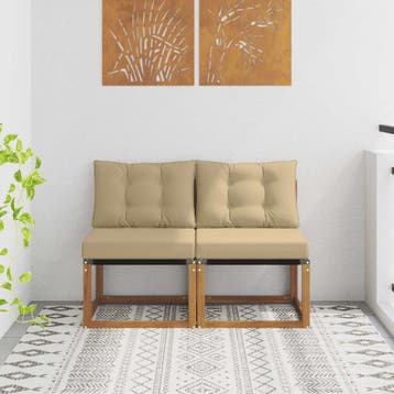 vidaXL 2 st Buiten Middelste sofa Massief acaciahout en, Verzenden, Nieuw