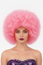 Pruik Afro Roze Disco met Gratis 2x Haarnetje Lichtroze Afro, Kleding | Dames, Ophalen of Verzenden, Nieuw