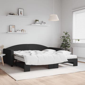 vidaXL Slaapbank met onderschuifbed en matrassen 100x200 cm, Verzenden, Nieuw