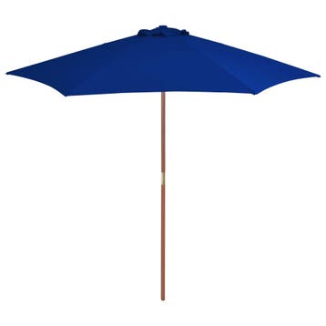 vidaXL Parasol met houten paal 270 cm blauw, Verzenden