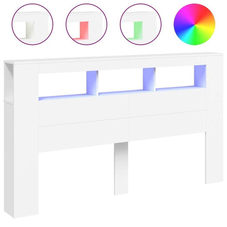 LED-hoofdbord wit | Retour Deal | Sla je slag! (hoofdeinde), Huis en Inrichting, Slaapkamer | Bedden, 180 cm, Wit, Gebruikt, Hout