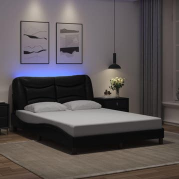vidaXL Bedframe met LED zonder matras Hvar zwart 120x200, Verzenden, Nieuw