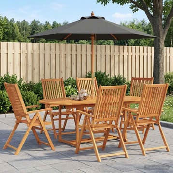 vidaXL Buiten Eetset met Parasol 8 st Anthraciet en, Verzenden, Nieuw