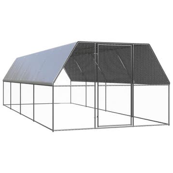 vidaXL Buitenhok voor kippen 3x8x2 m gegalvaniseerd staal, Verzenden