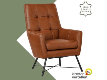 Leren fauteuil Proud - Granada Savannah (cognac), Maison & Meubles, Ophalen of Verzenden