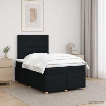 vidaXL Boxspringbed met matras met hoofdeinde Zwart 120 x, Verzenden