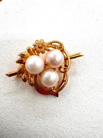 Broche - 23 kt. Geel goud - Gouden broche parel, Handtassen en Accessoires