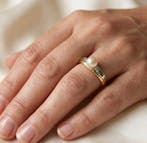 Bague - 18 carats Or jaune, Or blanc - 0.06ct. tw. Topaze -, Nieuw