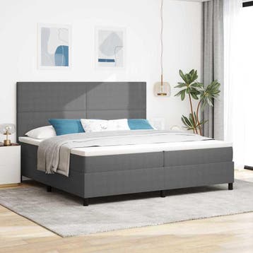 vidaXL Boxspring bed Lichtgrijs en wit 200 x 200 cm Corduroy, Verzenden