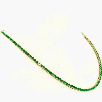 Halsketting - 14 karaat Geel goud - 13.27ct. tw. Smaragd -