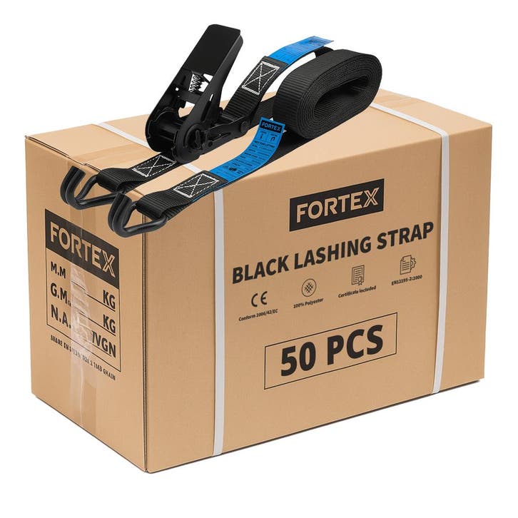 50x FORTEX 2-delige spanband met ratel en haken - 25mm  -, Muziek en Instrumenten, Licht en Laser, Verzenden
