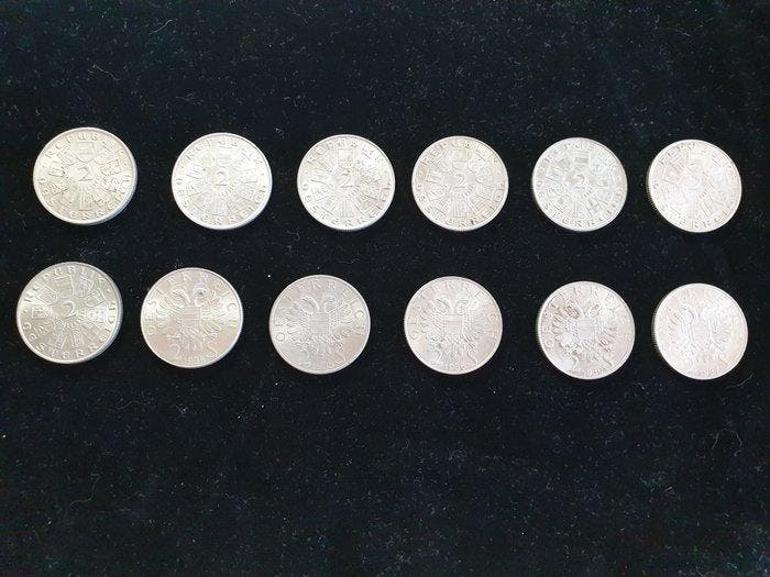 Oostenrijk. 2 Schilling 12x 1928/1937, various themes, Postzegels en Munten, Munten | Europa | Niet-Euromunten