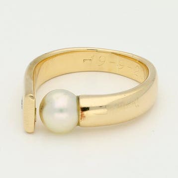 Ring - 18 karaat Geel goud - Parel, Nieuw