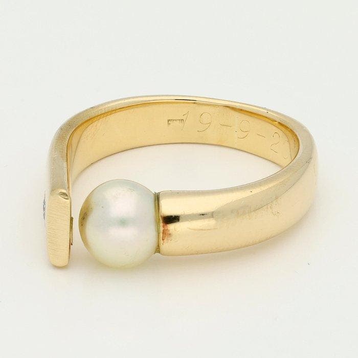 Ring - 18 karaat Geel goud - Parel, Handtassen en Accessoires, Ringen