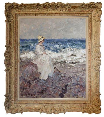 Chris van Dijk (1952) Impressionist -  Mer agitée