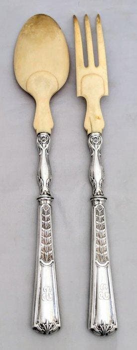 Pierre François Queillé - Saladebestek (2) - .950 zilver -