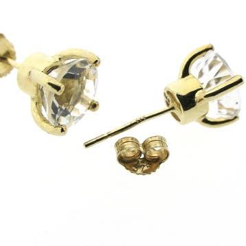 9 karaat solitair oorstekers met zirconia (Oorbellen), Handtassen en Accessoires, Oorbellen, Gebruikt, Geel, Ophalen of Verzenden