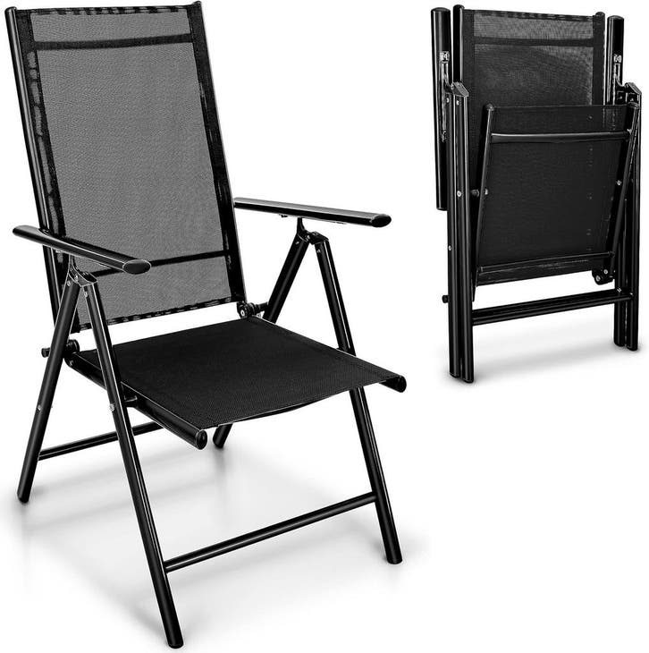 Tuinstoel - Ligstoel - Verstelbaar - Opvouwbaar - Zwart - Ti, Caravanes & Camping, Meubles de camping, Envoi