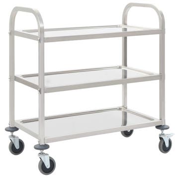 vidaXL Keukentrolley 3-laags 95x45x83,5 cm roestvrij staal, Verzenden, Nieuw