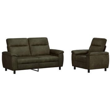 vidaXL bank / zetelstel 2 pcs Leger Groen Kunst Suède Leer, Verzenden