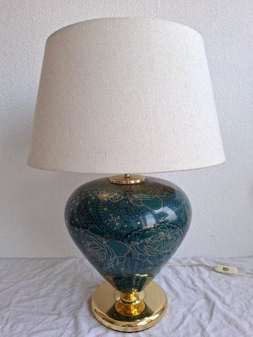 Lampe de table - Céramique, Métal, Plaqué or - avec des