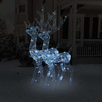 vidaXL Kerstversieringen rendier 2 st 128 cm acryl koudwit, Verzenden, Nieuw