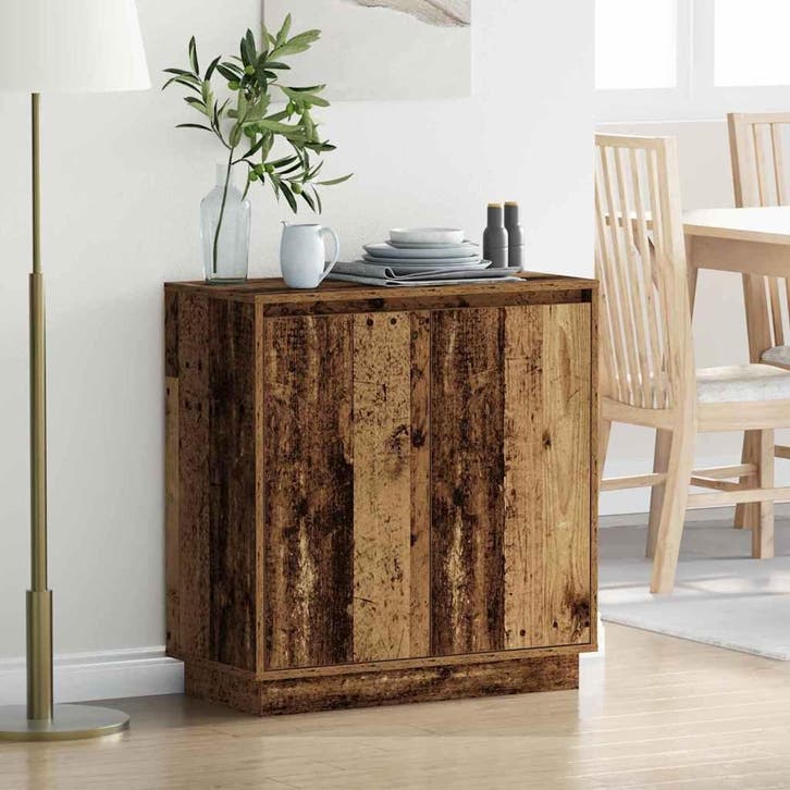 vidaXL LED Dressoir Oud hout 71 x 34,5 x 75 cm Bewerkt hout, Maison & Meubles, Tables | Coiffeuses, Envoi