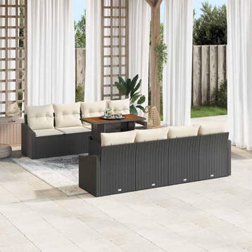 vidaXL Tuinbank Set 9 st Zwart en Crème, Verzenden, Nieuw