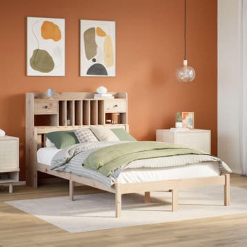 vidaXL Bed met boekenkast zonder matras massief grenenhout, Huis en Inrichting, Verzenden, Nieuw