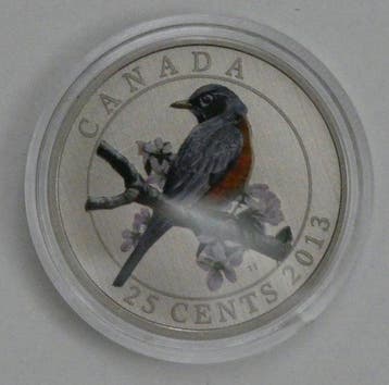Canada. 25 Cents 2013/2014 (4 munten): American Robin, Barn