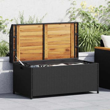 vidaXL Opbergbankje 100x50x52 cm poly rattan en acaciahout, Verzenden, Nieuw