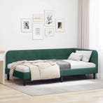 vidaXL Hoek Bed Frame Donkergroen 90 x 200 cm Fluweel, Verzenden