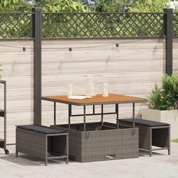 vidaXL Tuin Eettafel Set 3 st Grijs poly rattan, Verzenden